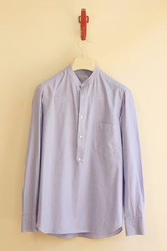 Silk & Cotton Check Collarless Shirt