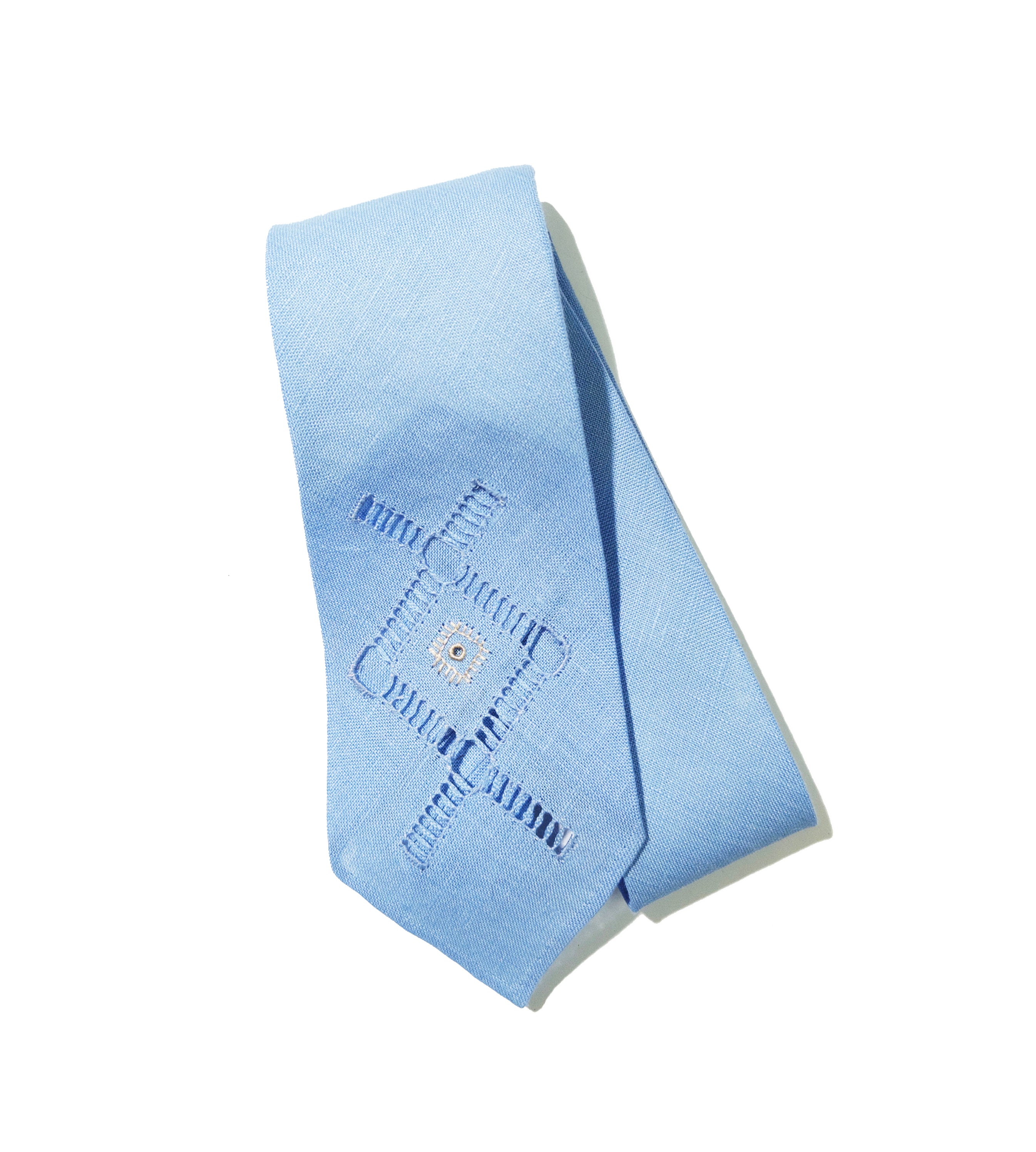 EMBROIDERED LINEN TIE