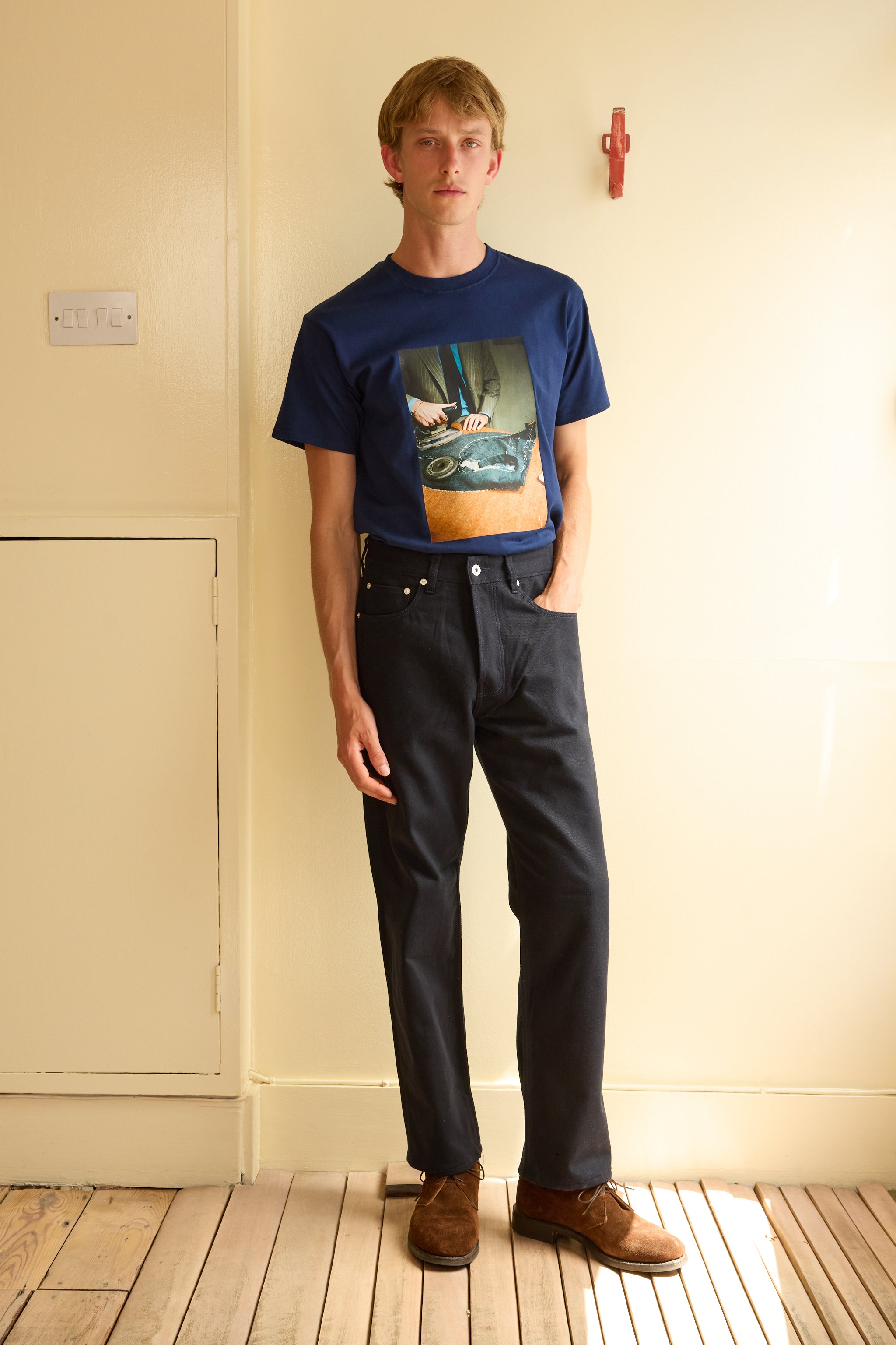 Men's Navy Cotton Jeans