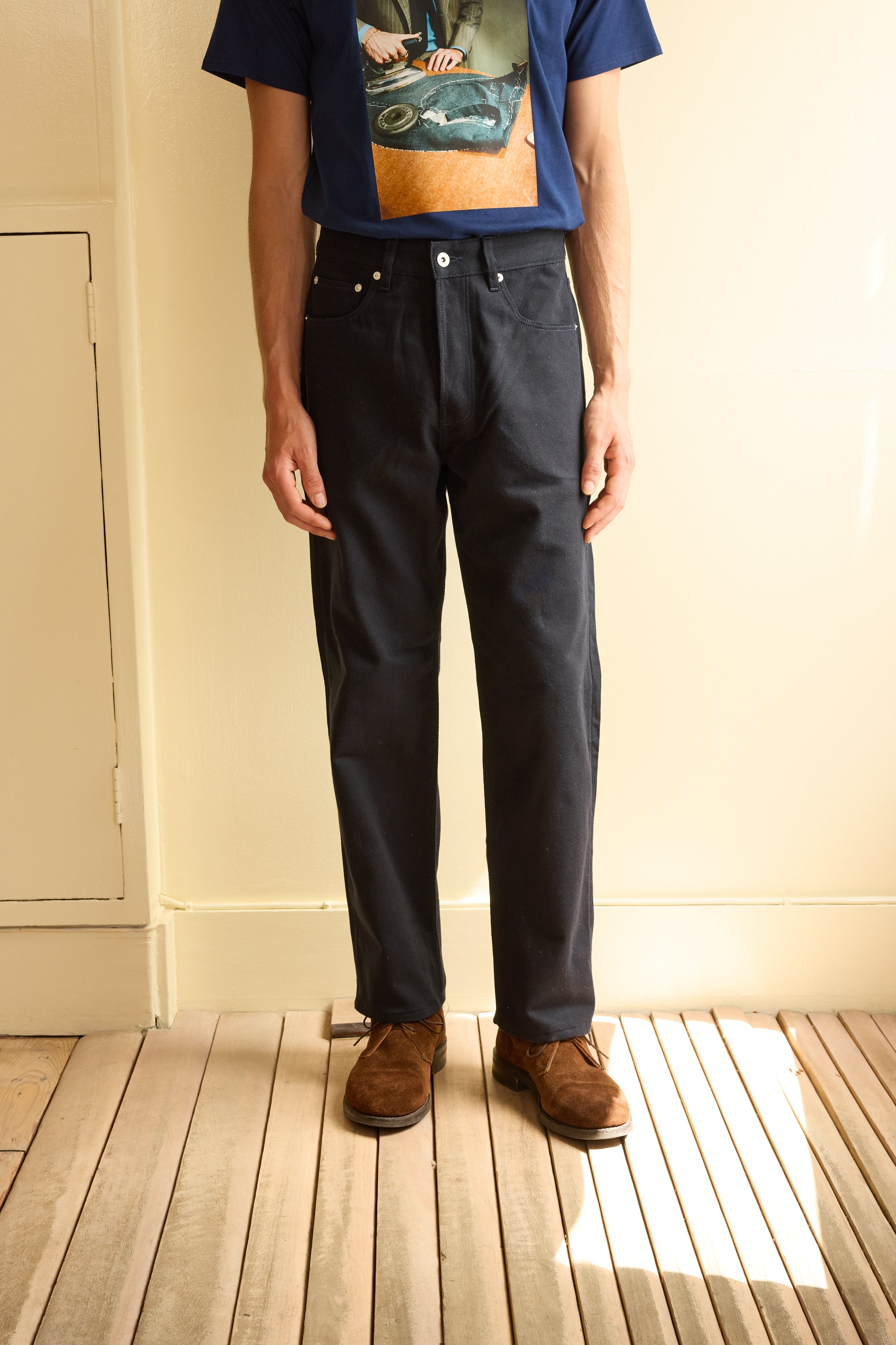 Men's Navy Cotton Jeans