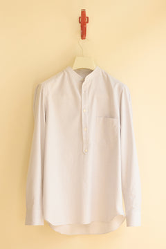 Silk & Cotton Check Collarless Shirt